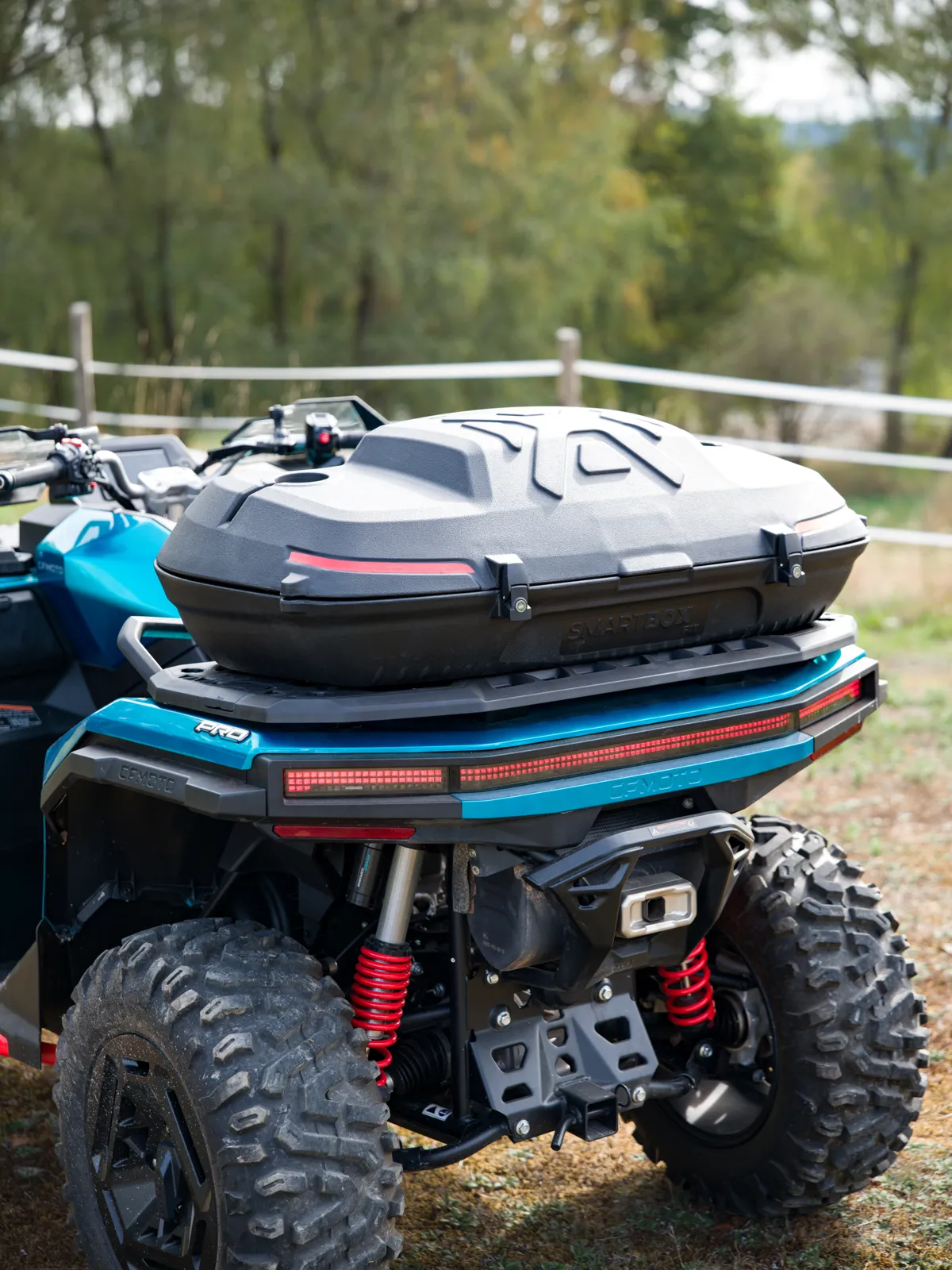 SmartBox installed on the rear of a blue ATV