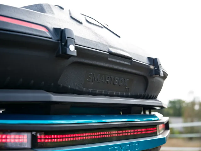 Close view of a SmartBox latch and ATV rack